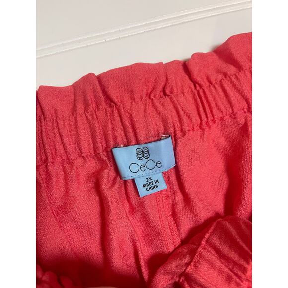 NWT CeCe Coral Wide Leg Cropped Tie Waist Pants - Size Women's 2X 2XL - Picture 3 of 9